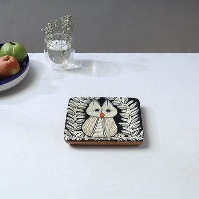 Traditional pattachitra hand painted akashmoni wooden tray