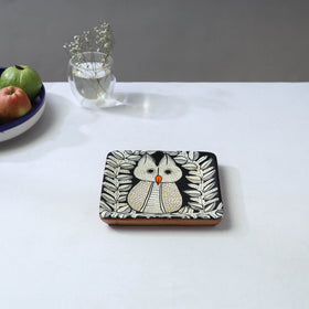 Traditional pattachitra hand painted akashmoni wooden tray