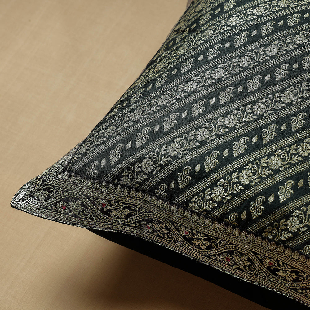  Traditional Pure Banarasi Handwoven Silk Zari Cushion Cover Online at iTokri.com