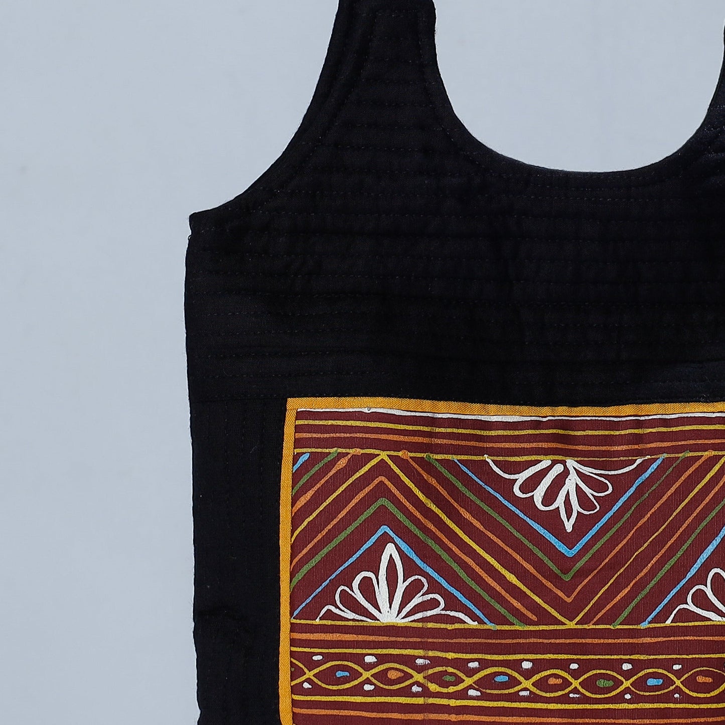 Black - Traditional Rogan Hand Painted Mashru Shoulder Bag