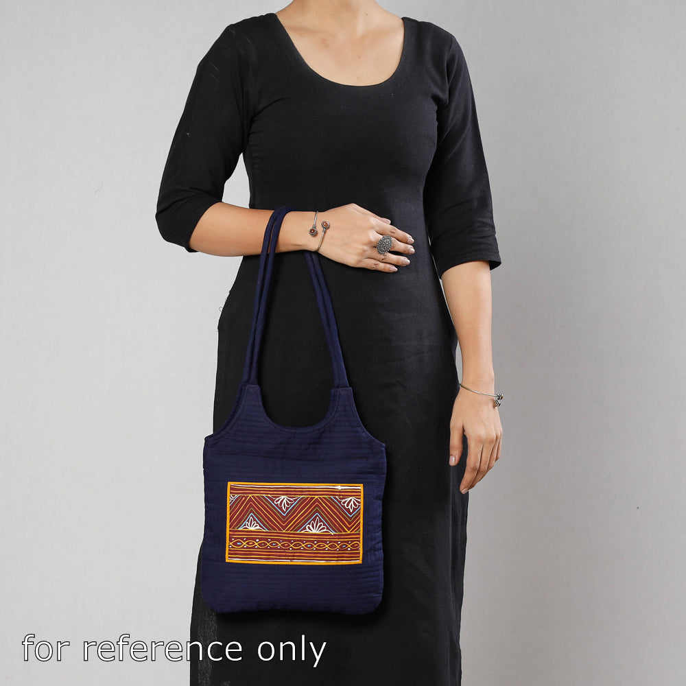 Black - Traditional Rogan Hand Painted Mashru Shoulder Bag