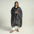 Black Traditional Tie & Dye Chanderi Silk Leheriya Dupatta