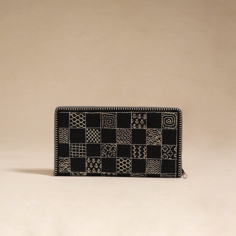 Black - tribal hand embroidered jute passport cover