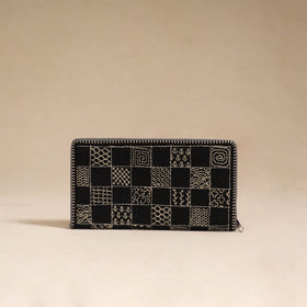 Black - tribal hand embroidered jute passport cover