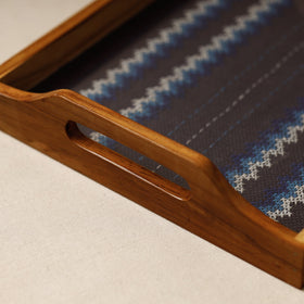 Tribal Hand Embroidered Sagwan Wood Black Tray