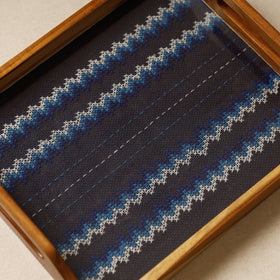 Tribal Hand Embroidered Sagwan Wood Black Tray