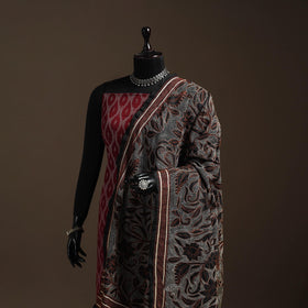 Black - tussar silk handloom bengal hand nakshi kantha work
