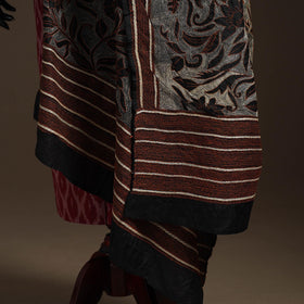 Black - tussar silk handloom bengal hand nakshi kantha work