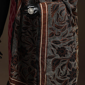 Black - tussar silk handloom bengal hand nakshi kantha work