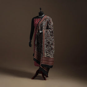Black - tussar silk handloom bengal hand nakshi kantha work