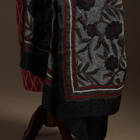 Black - tussar silk handloom bengal hand nakshi kantha work