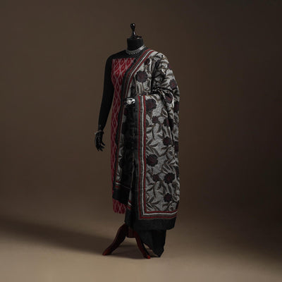 Black - tussar silk handloom bengal hand nakshi kantha work