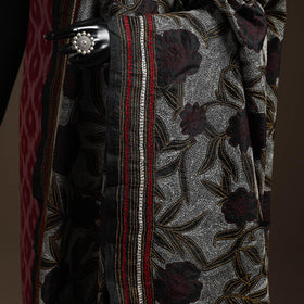 Black - tussar silk handloom bengal hand nakshi kantha work