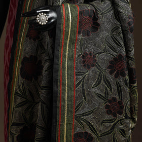 Black - tussar silk handloom bengal hand nakshi kantha work