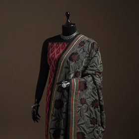 Black - tussar silk handloom bengal hand nakshi kantha work