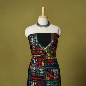 Black - unstitched cotton bengal kantha handwork kurta