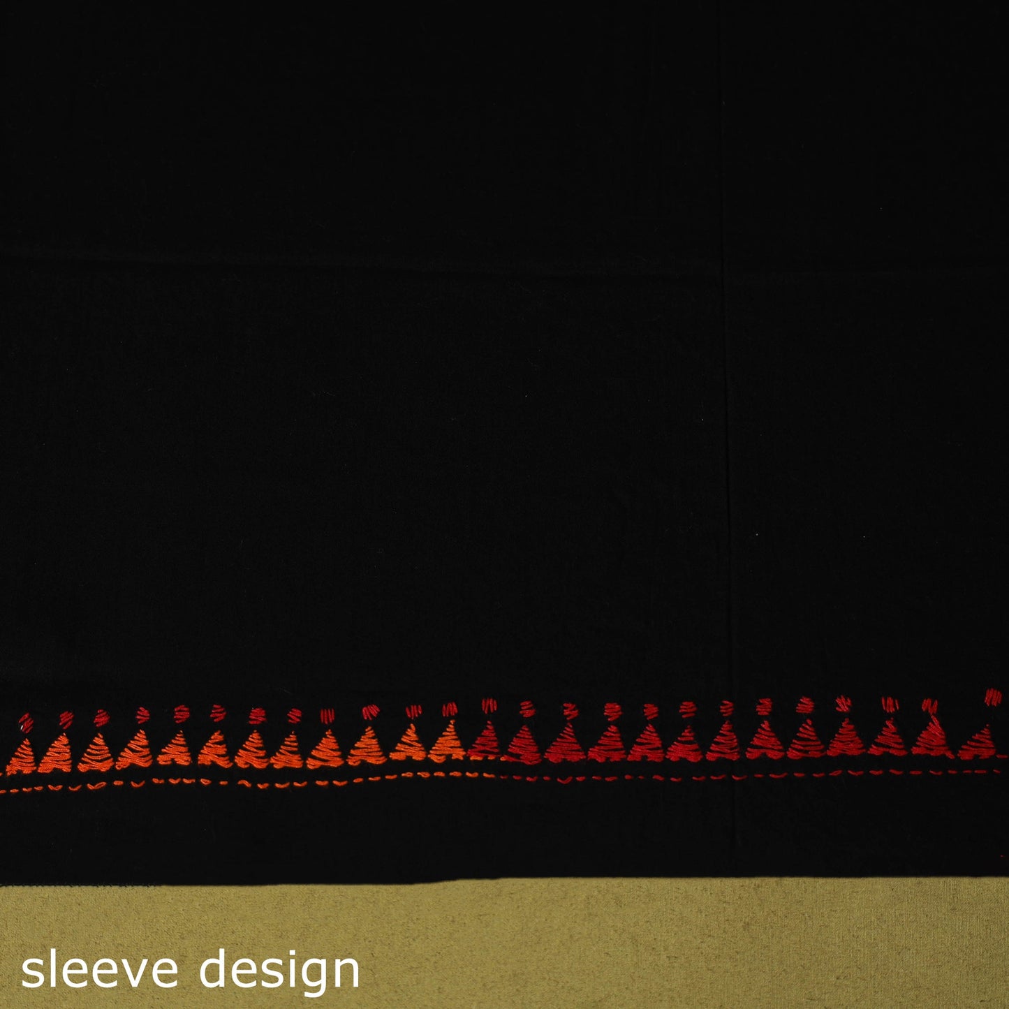 Black - unstitched cotton bengal kantha handwork kurta