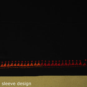 Black - unstitched cotton bengal kantha handwork kurta