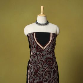 Black - unstitched cotton bengal kantha handwork kurta