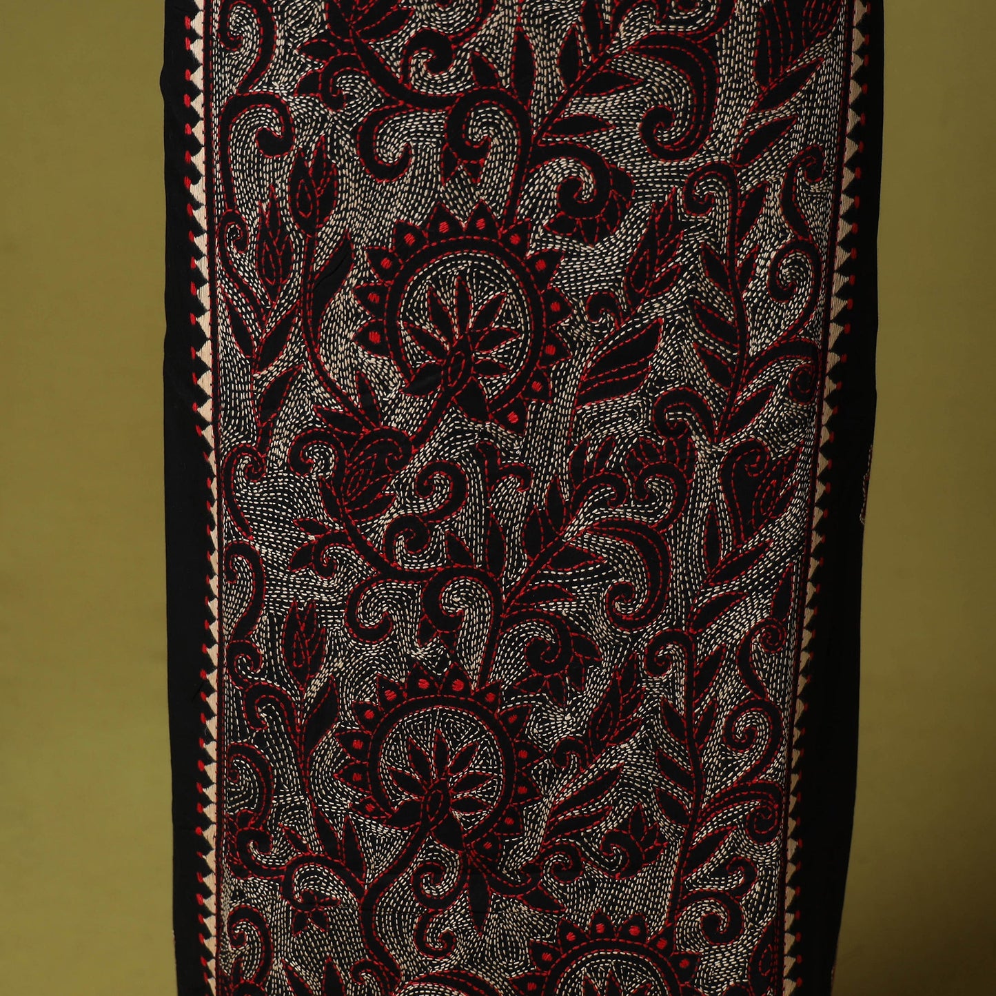 Black - unstitched cotton bengal kantha handwork kurta