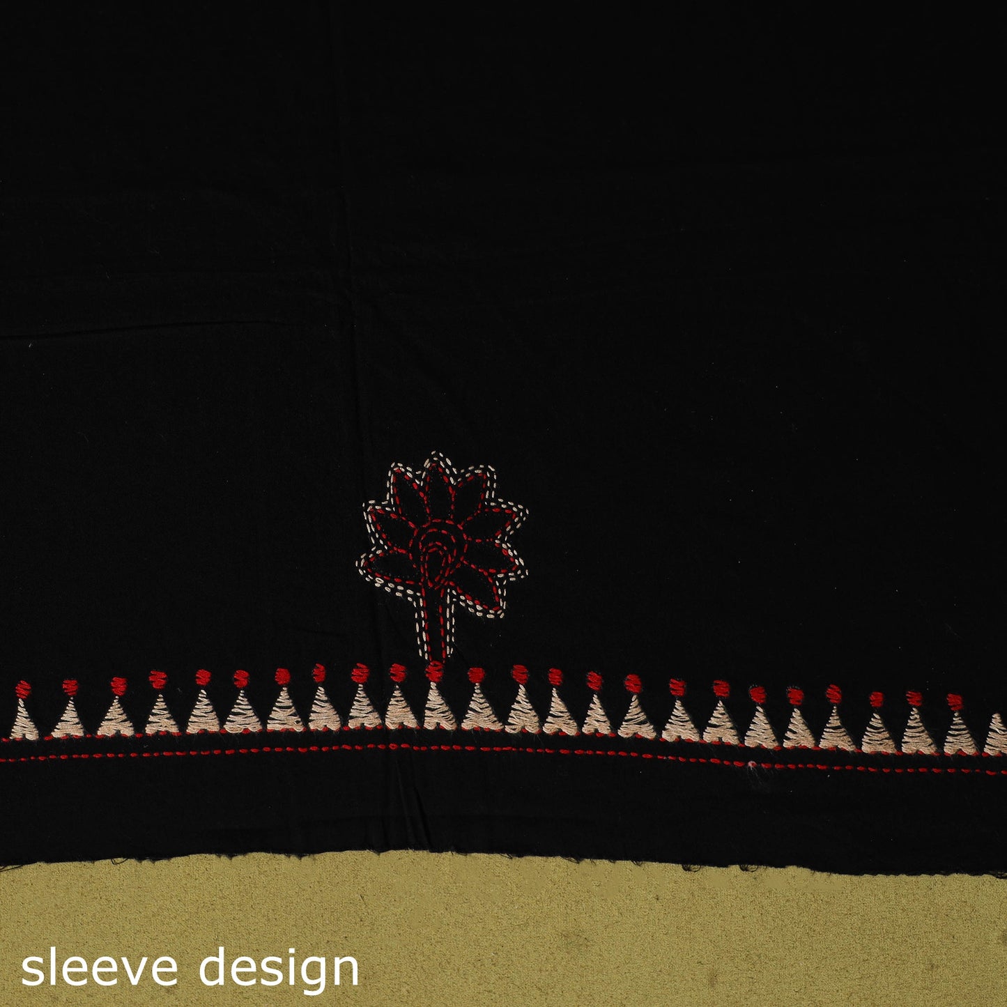 Black - unstitched cotton bengal kantha handwork kurta