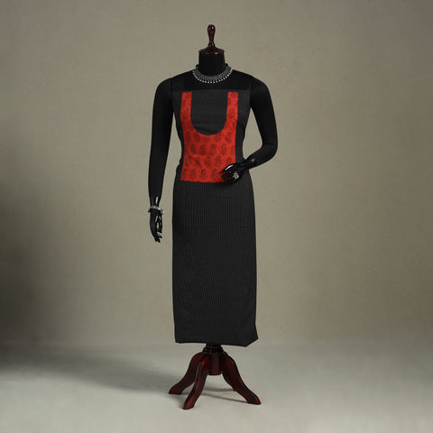 Black Unstitched Plain Cotton Kurta Material