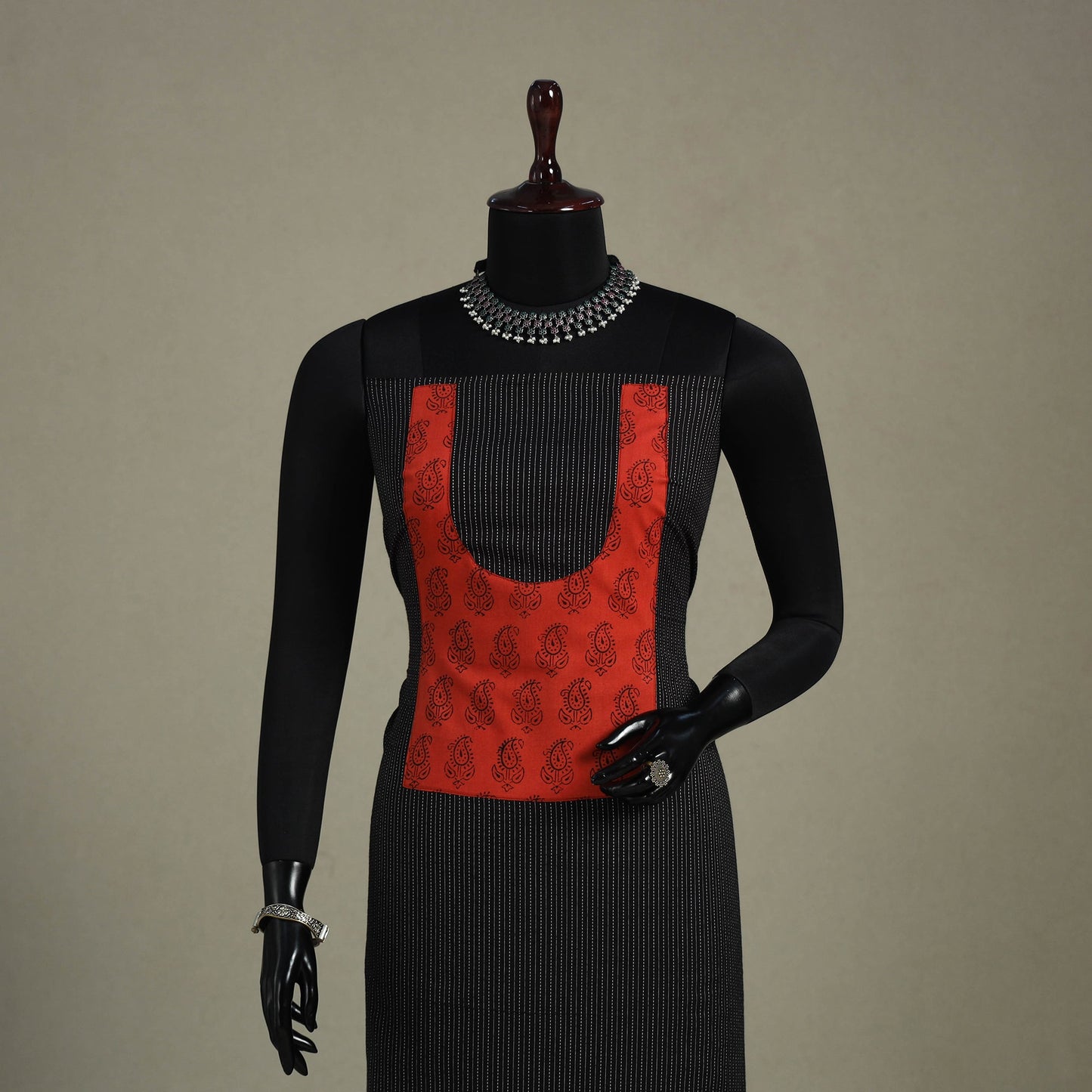 Black Unstitched Plain Cotton Kurta Material