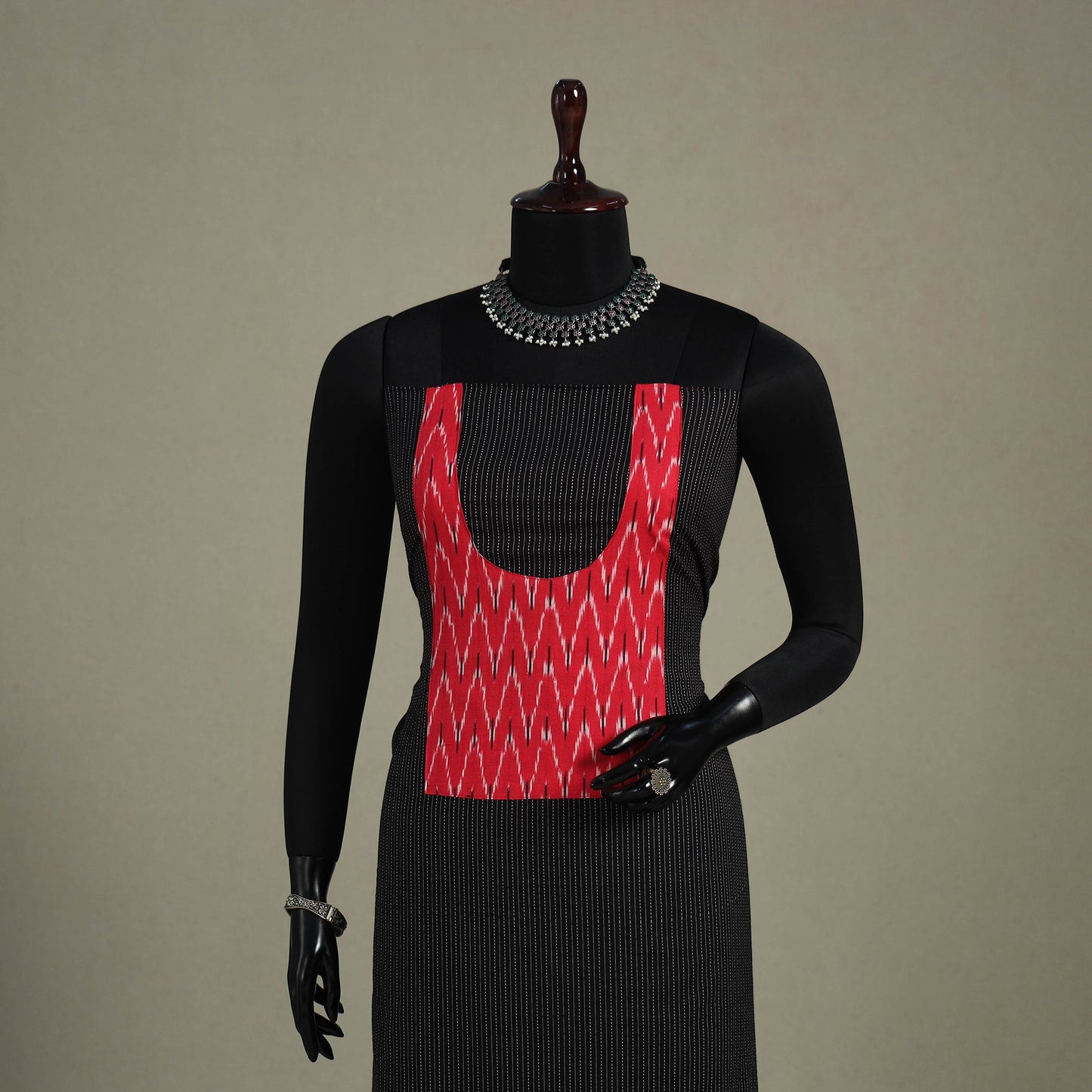 Black Unstitched Plain Cotton Kurta Material