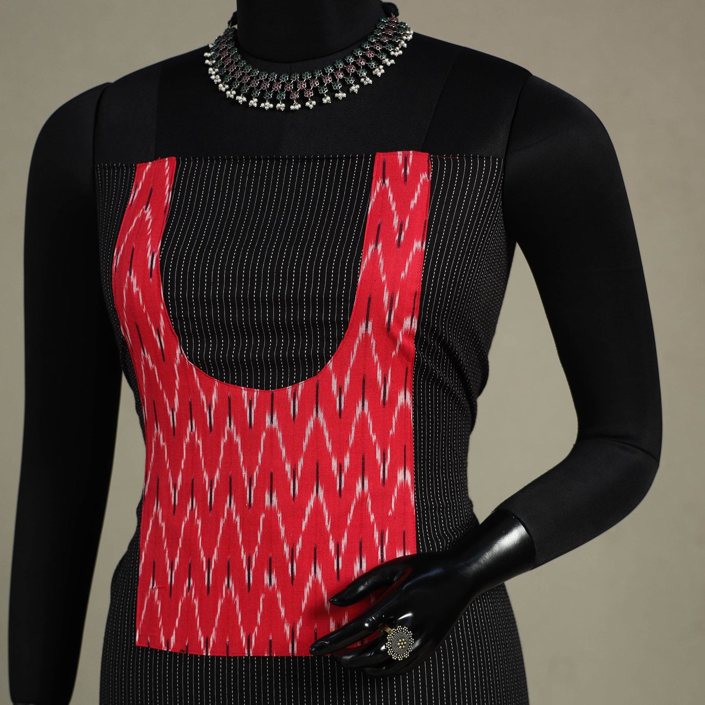 Black Unstitched Plain Cotton Kurta Material