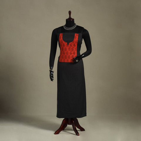 Black Unstitched Plain Cotton Kurta Material