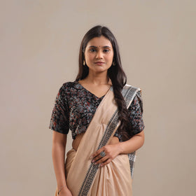 Black - velvet natural dyed blouse 06 - handcrafted