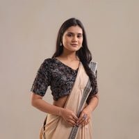 Black - velvet natural dyed blouse 06 - handcrafted