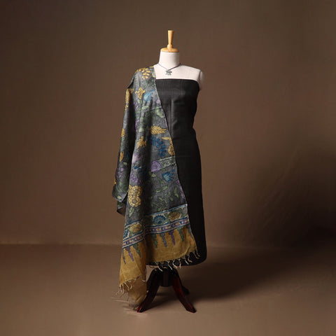 Vidarbha tussar x dupion silk handloom plain 2pc unstitched