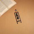 Black - warli handpainted wooden bookmark 12 - handcrafted