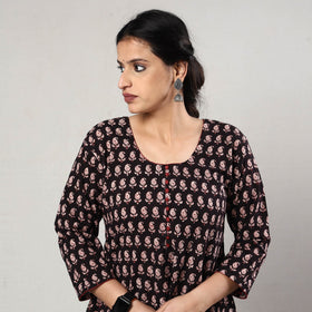 Buy Block Print Cotton A-Line Bagh Kurta For Women