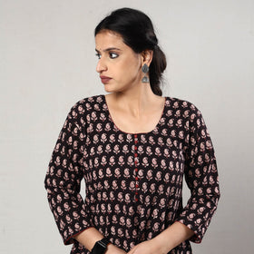 Buy Block Print Cotton A-Line Bagh Kurta For Women