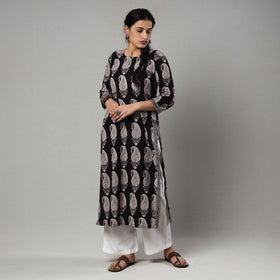 Buy Block Print Cotton Straight Bagh Kurta For Women