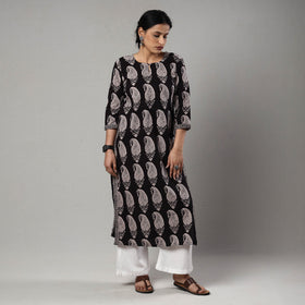 Buy Block Print Cotton Straight Bagh Kurta For Women