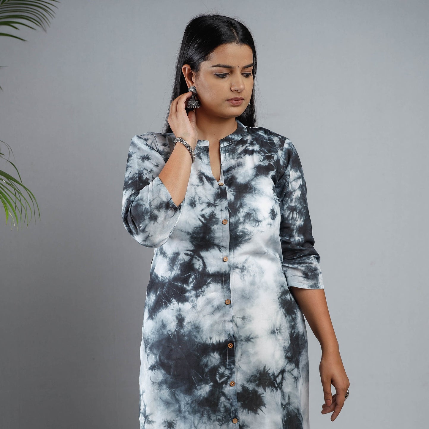 Buy Shibori Tie-Dye Mul Cotton Long Kurta for Women