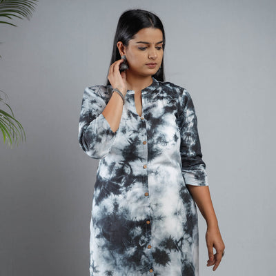 Buy Shibori Tie-Dye Mul Cotton Long Kurta for Women