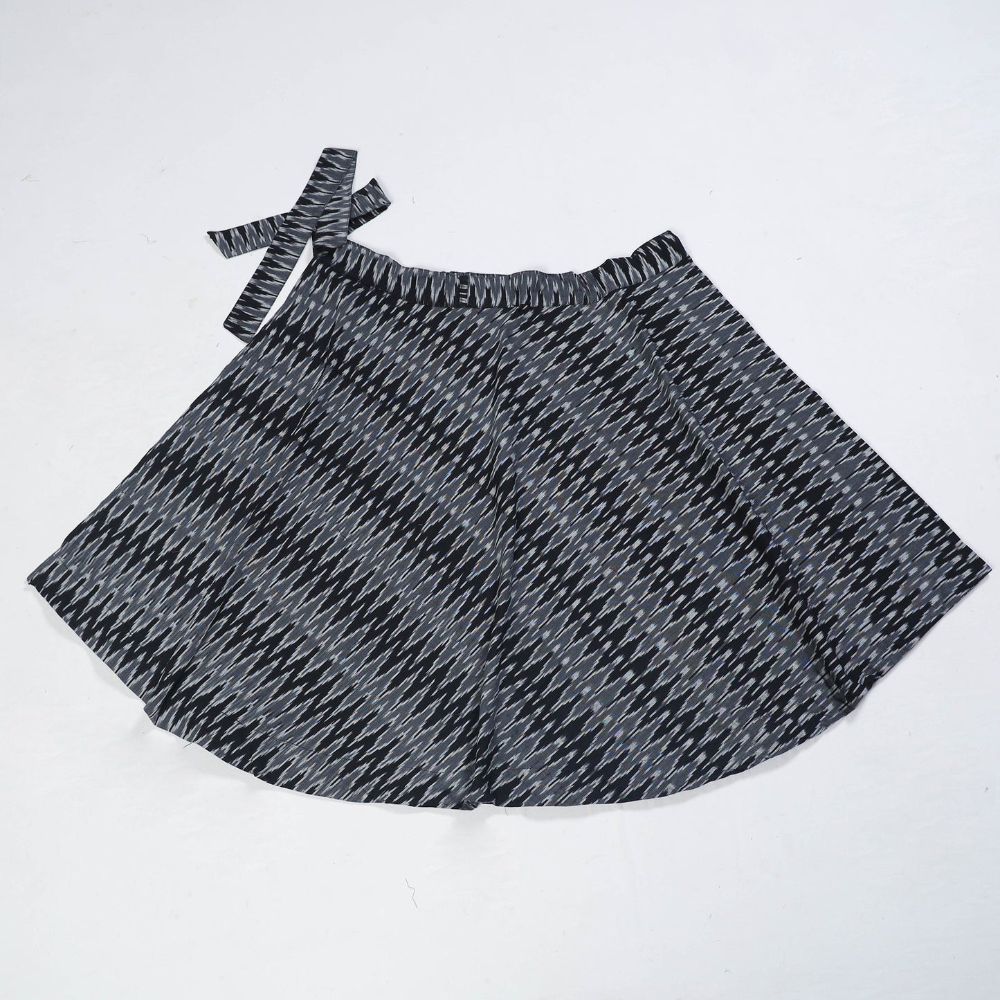 Black Wrap Around Cotton Pochampally Ikat Skirt 