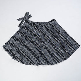 Black Wrap Around Cotton Pochampally Ikat Skirt 