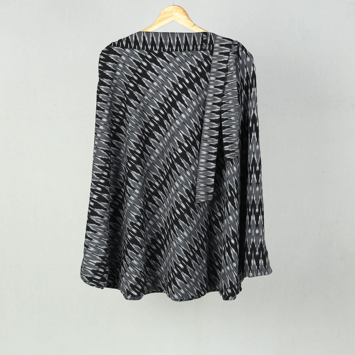 Black Wrap Around Cotton Pochampally Ikat Skirt 