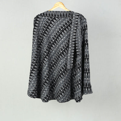 Black Wrap Around Cotton Pochampally Ikat Skirt 