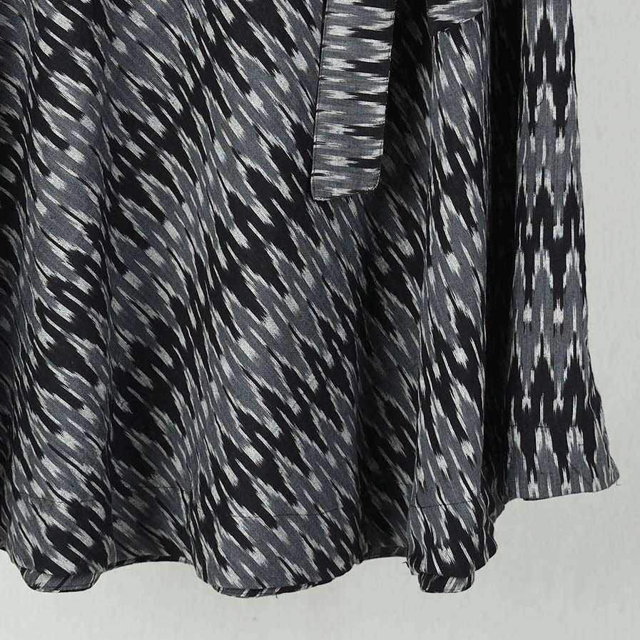Black Wrap Around Cotton Pochampally Ikat Skirt 