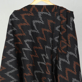 Black Wrap Around Cotton Pochampally Ikat Skirt 