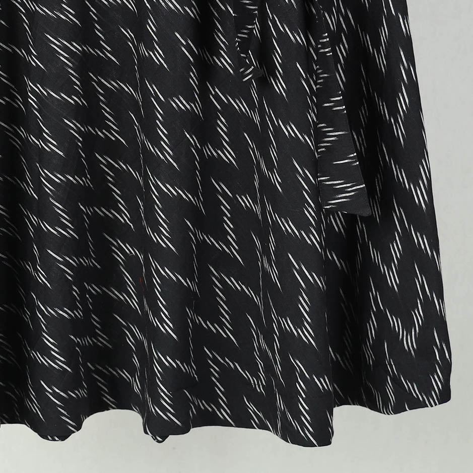 Black Wrap Around Cotton Pochampally Ikat Skirt 