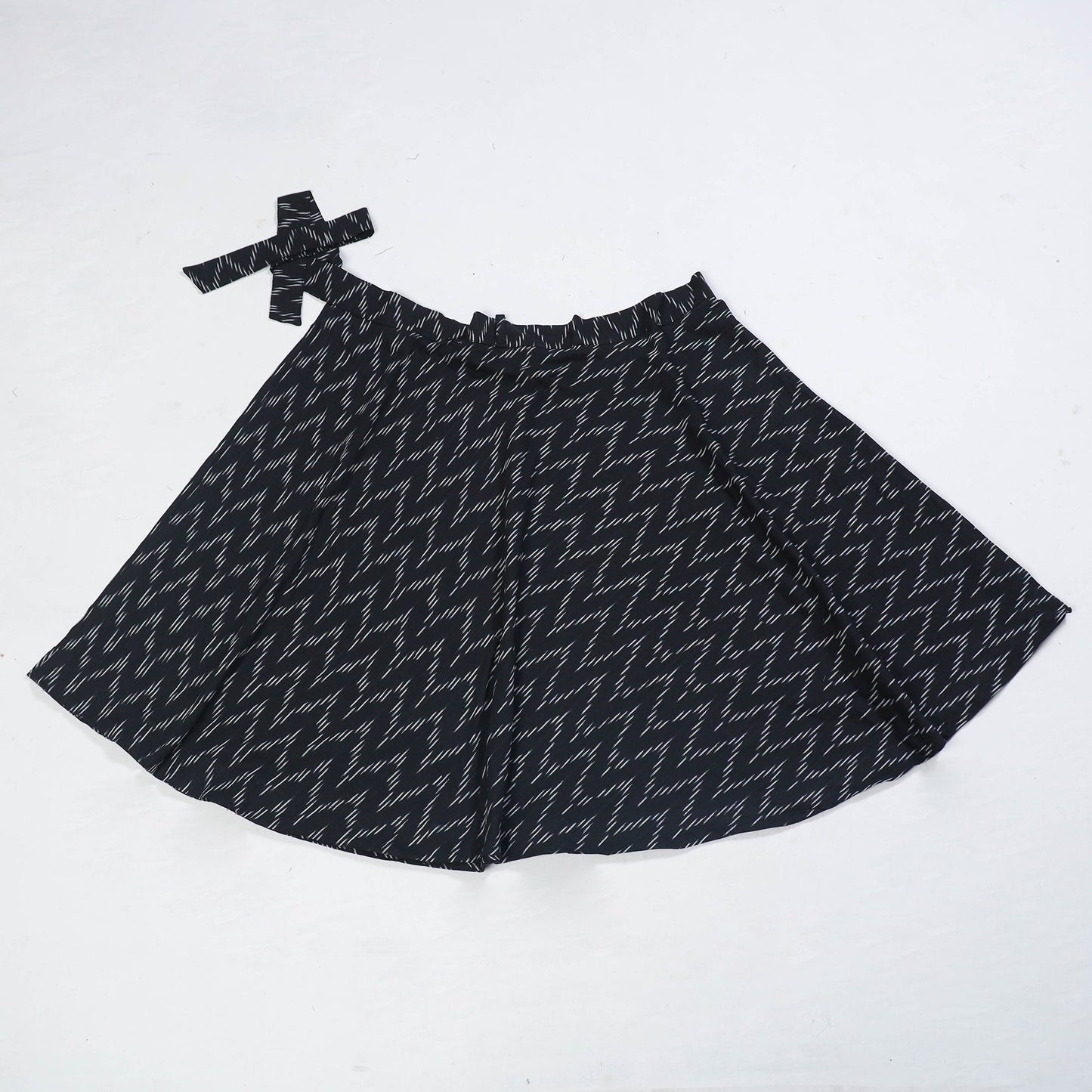 Black Wrap Around Cotton Pochampally Ikat Skirt 