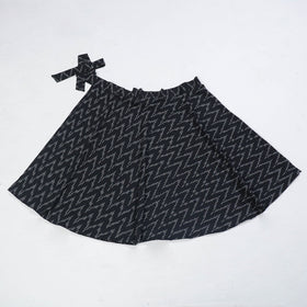 Black Wrap Around Cotton Pochampally Ikat Skirt 