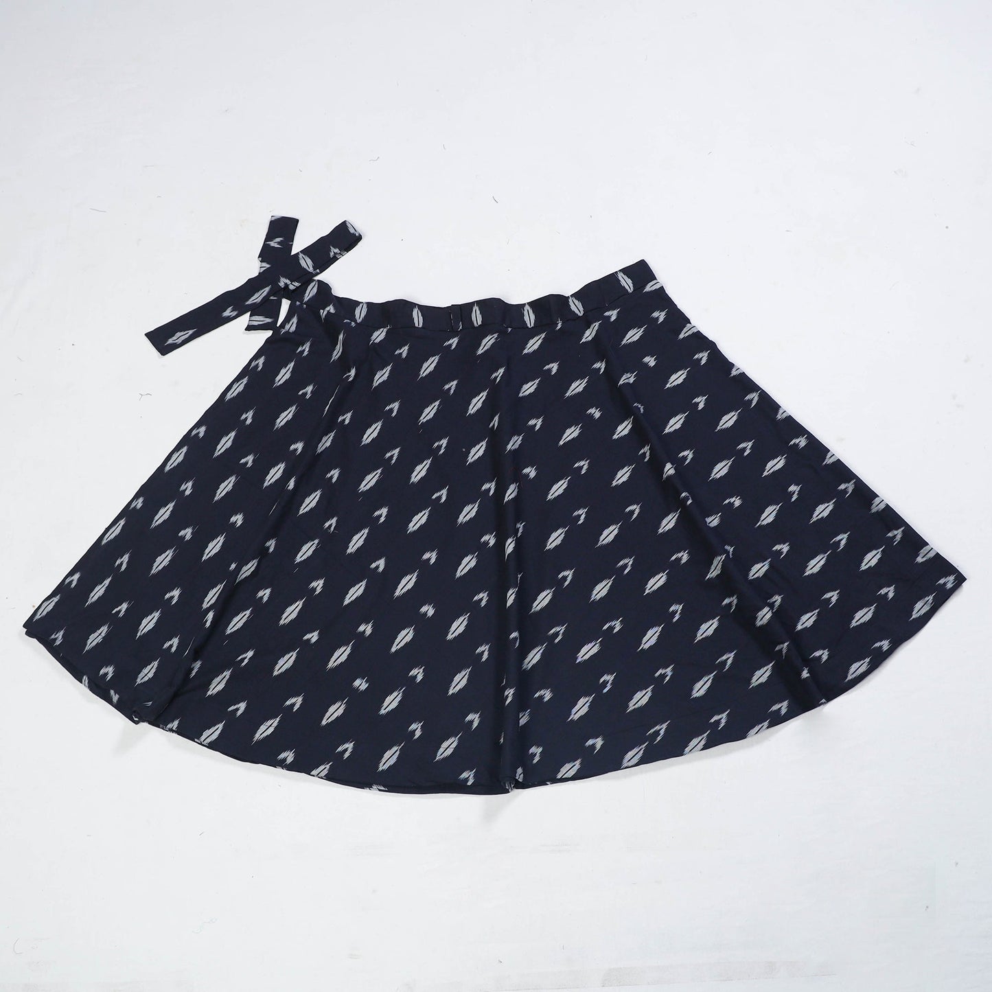 Black Wrap Around Cotton Pochampally Ikat Skirt 